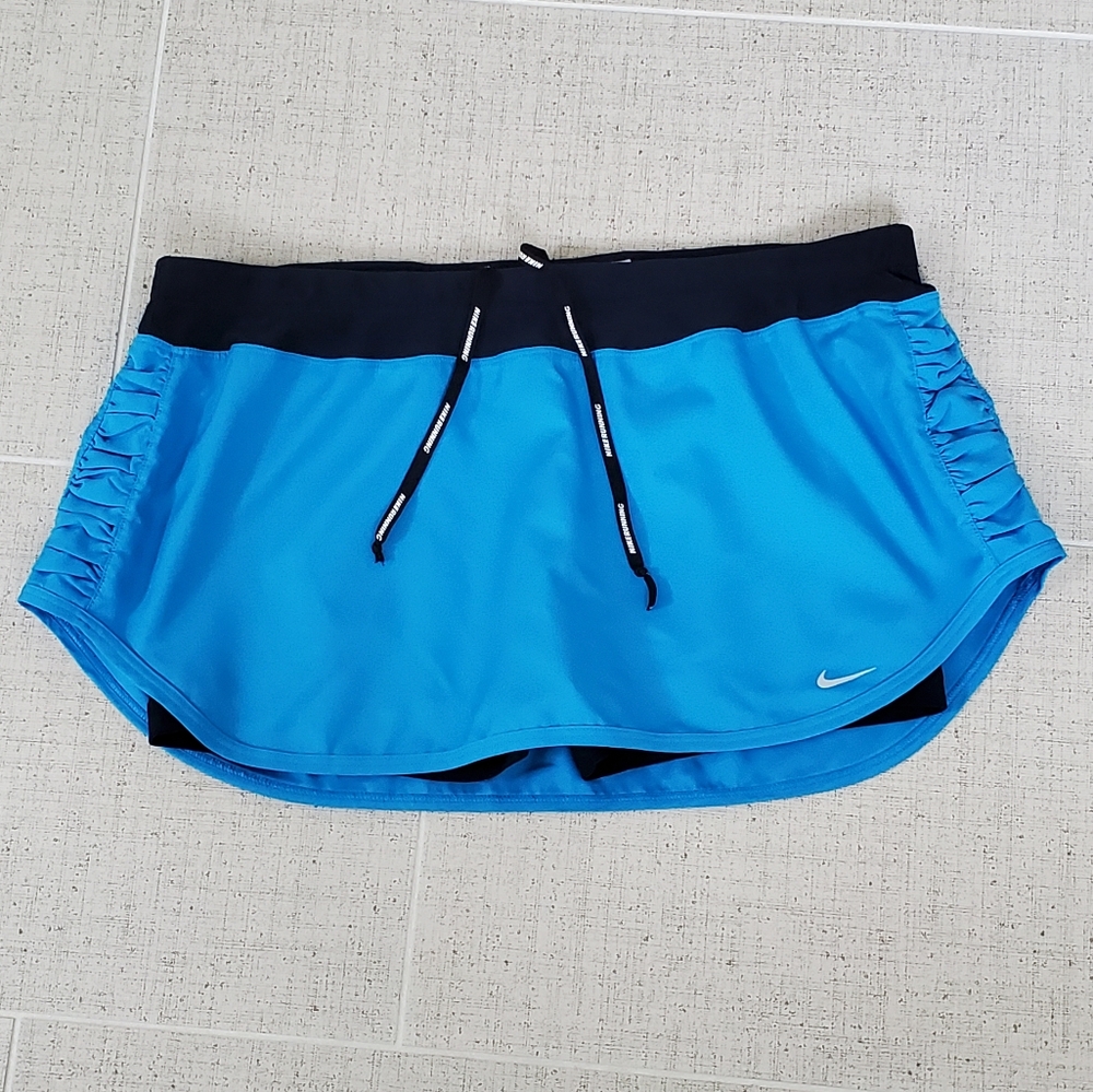 Nike Dri-Fit Active Skort, Blue, Ruched Sides, Pocket Sz XL, Like New